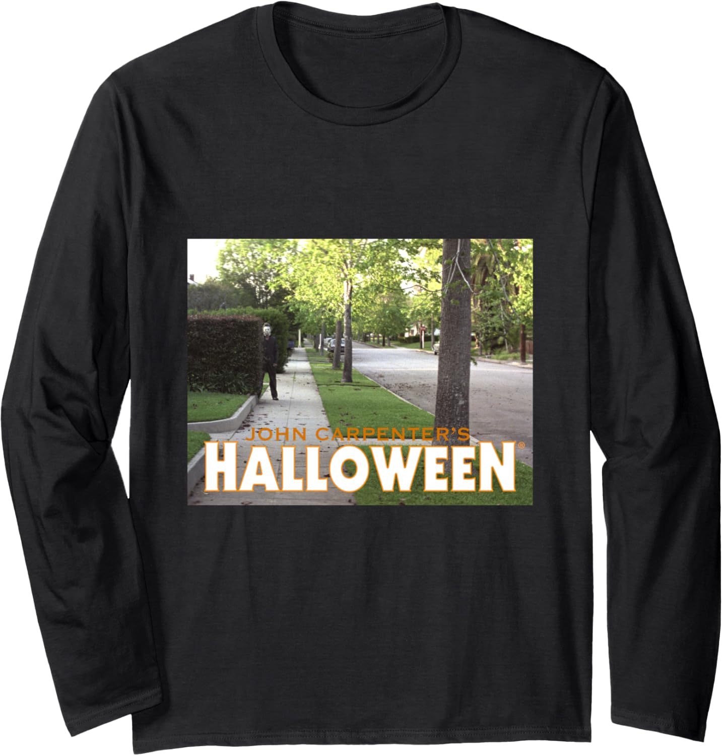 Halloween Michael Myers Behind Bush Long Sleeve Apparel | Premium Quality
