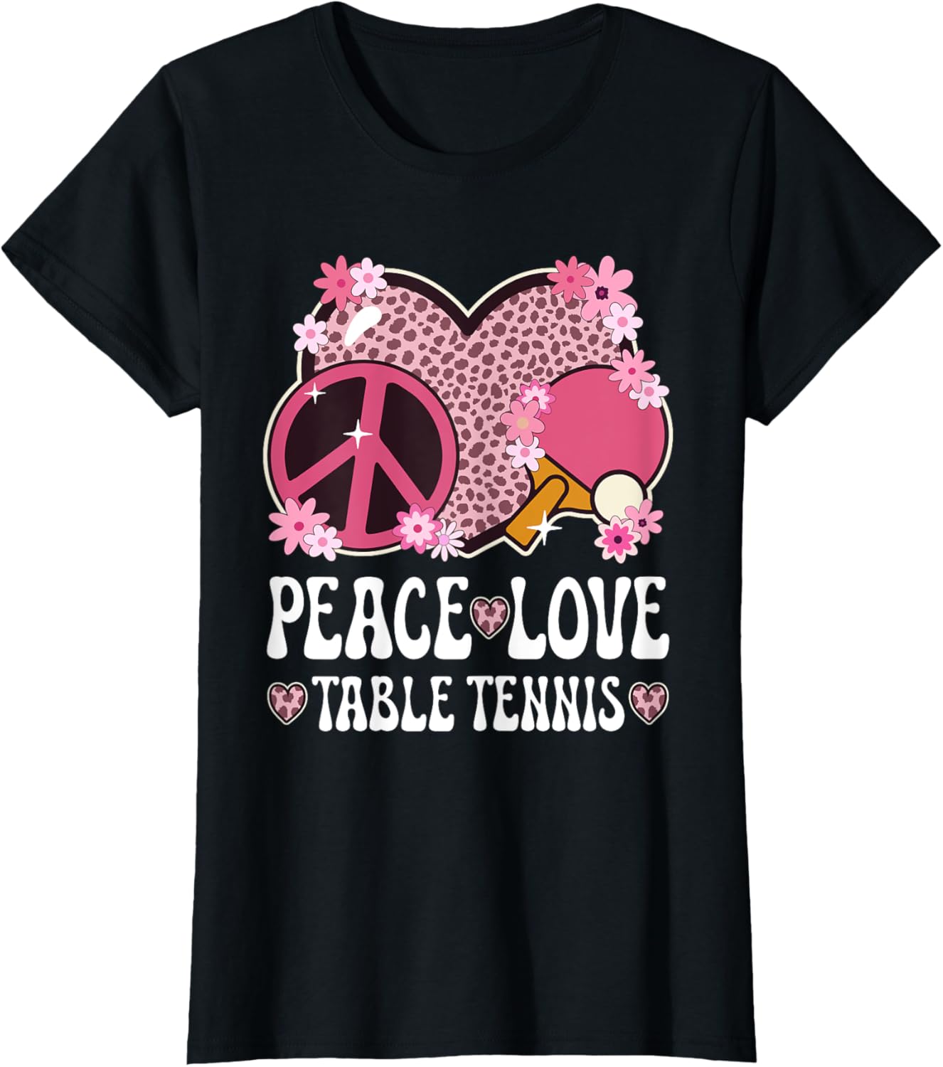 Peace Love Table Tennis Lover Cheetah Print Women Ping Pong Apparel Comfort Fit Everyday Wear