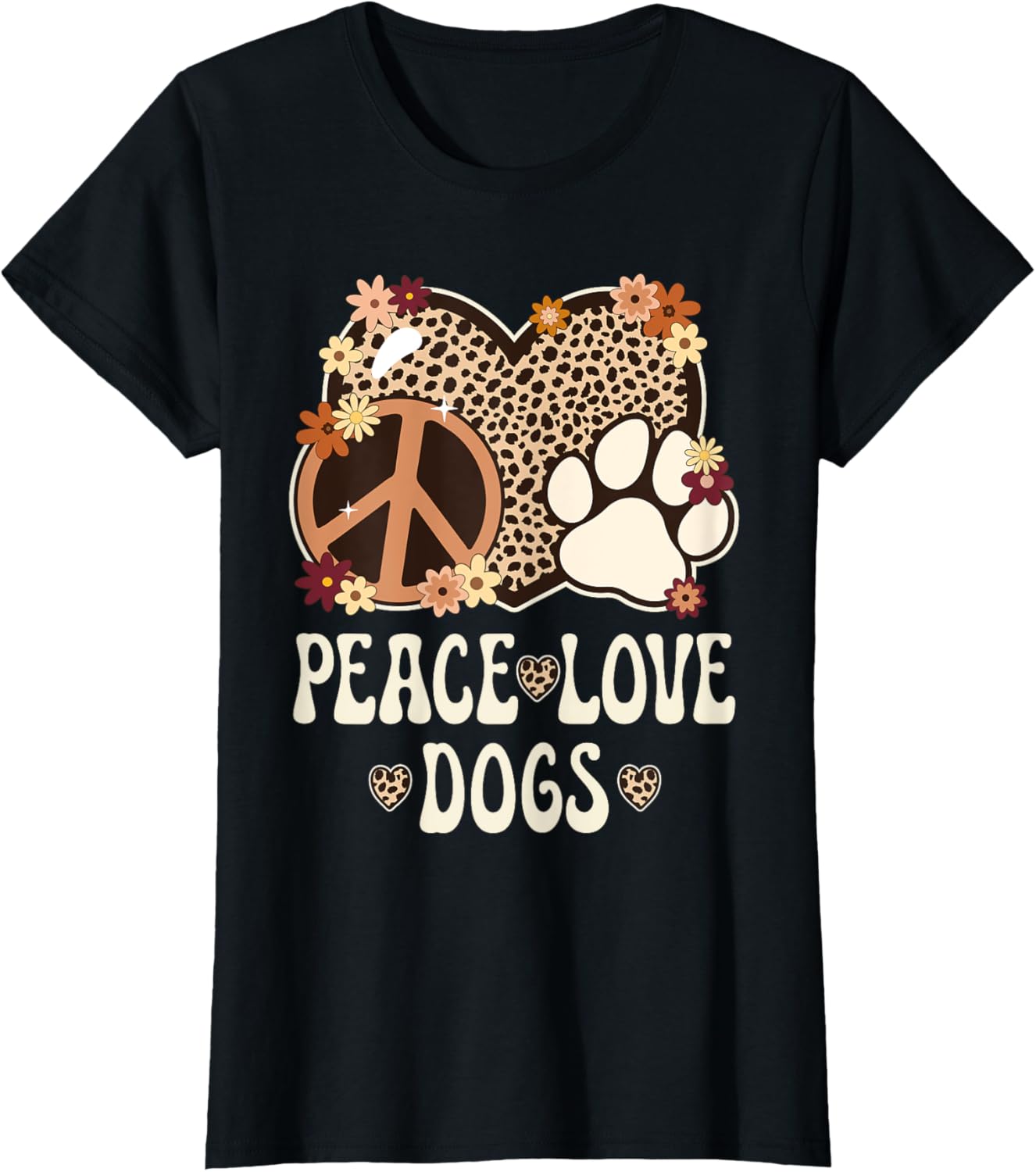 Peace Love Dogs Cheetah Print Women Girl Dog Owner Dog Lover Apparel Viral TikTok Find Everyday Wear