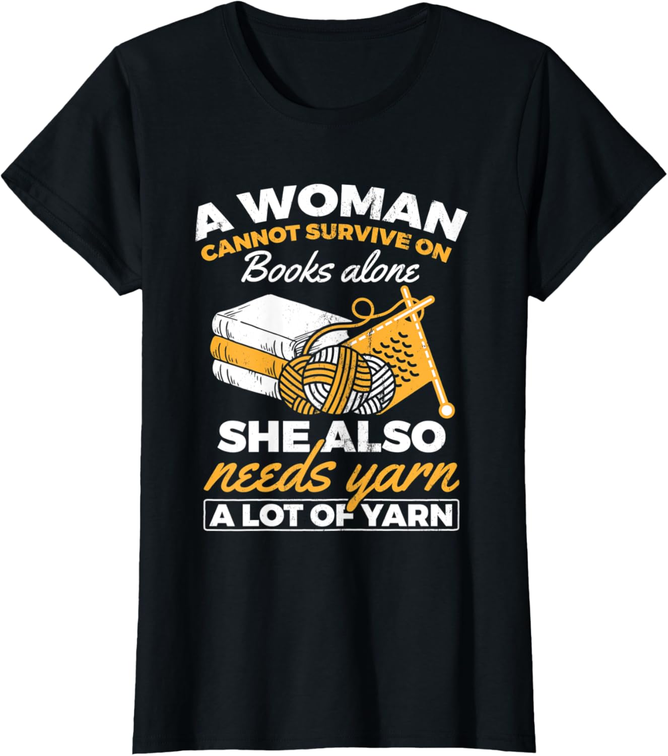Womens Woman Survives On Books Yarn Knitting Crochet Yarn Supply | High Search Volume | Perfect for Crafters