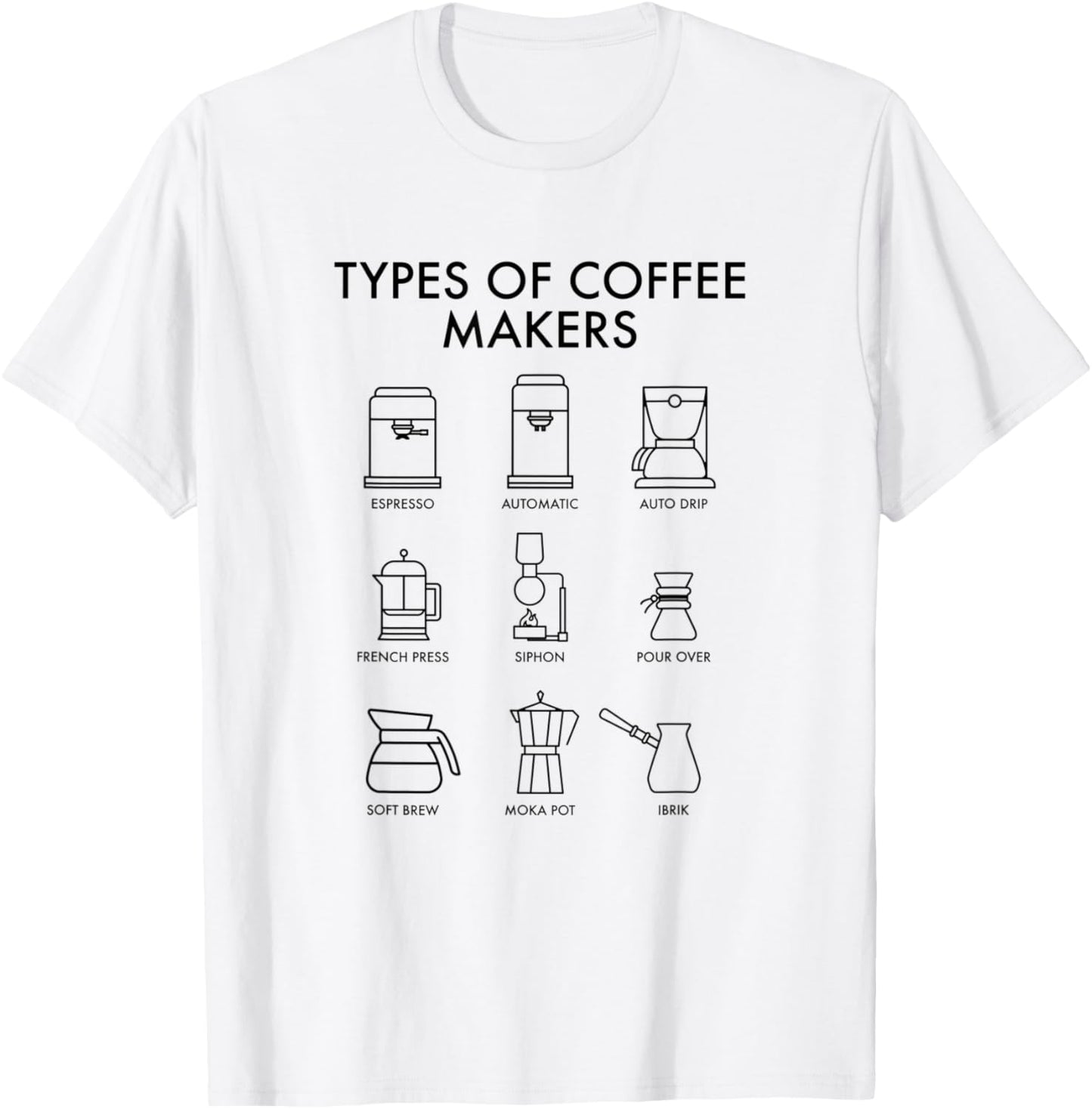 Types Of Coffee Makers, Barista Coffee Lover Apparel | High Search Volume | Perfect Gift Idea
