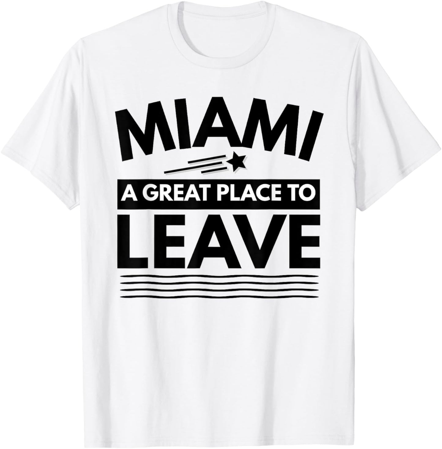 Funny Miami A Great Place To Leave Miami Sarcasm Retro Tees Apparel | Google Shopping Optimized | Top Rated Comfort