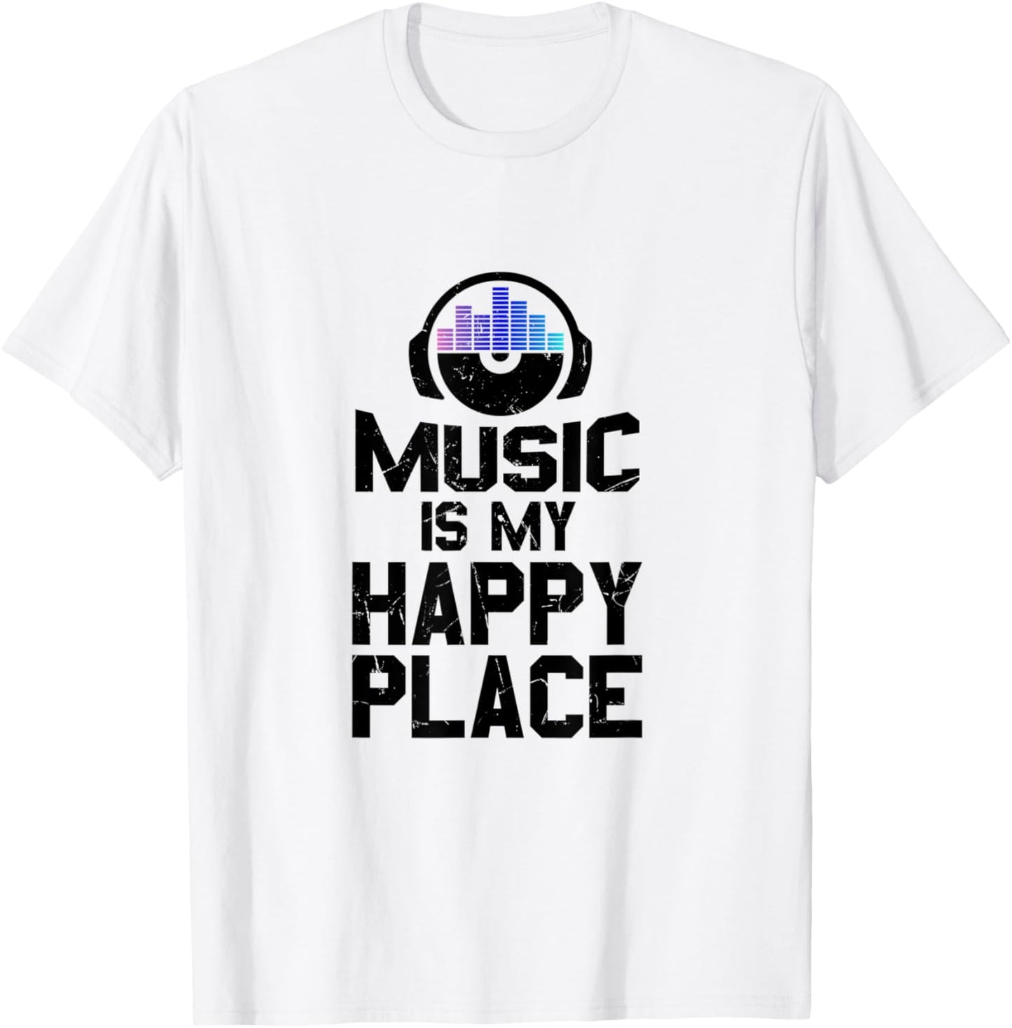 Cool Music Is My Happy Place DJ DVD Enthusiasts gift Apparel | Bestseller Style | Daily Wear Essential