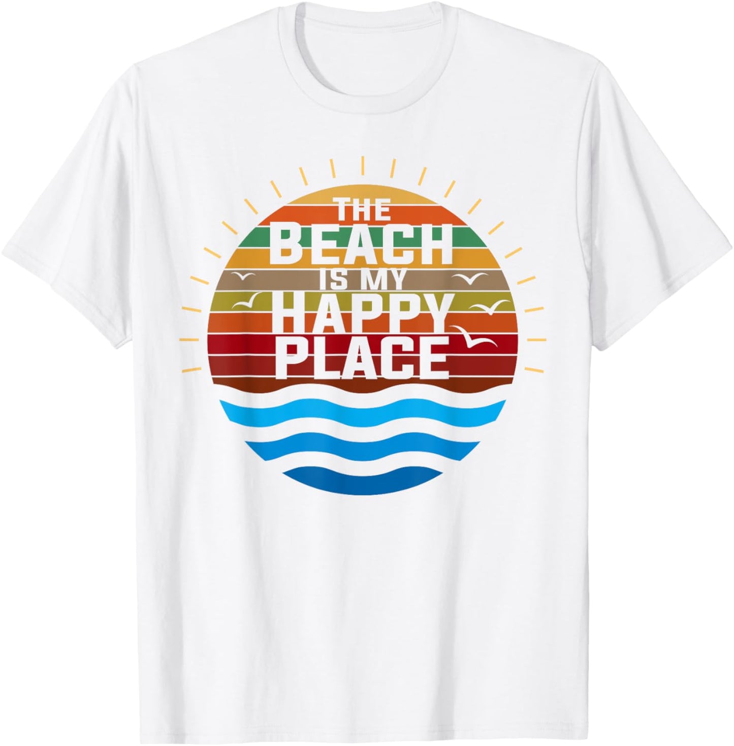 The Beach is My Happy Place Shirt Vacation Summer T-shirt T-Shirt for Men Women Kids T-Shirt | Top Conversion Title | Daily Wear Essential