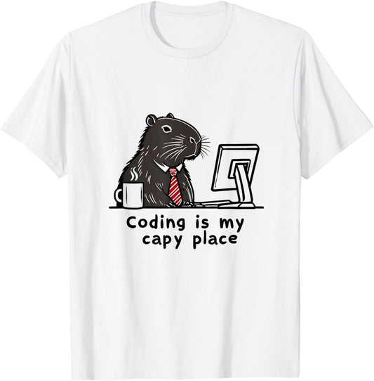 Coding Is My Capy Place Capybara Funny Pun Programmer Apparel | Top Conversion Title | Customer Favorite