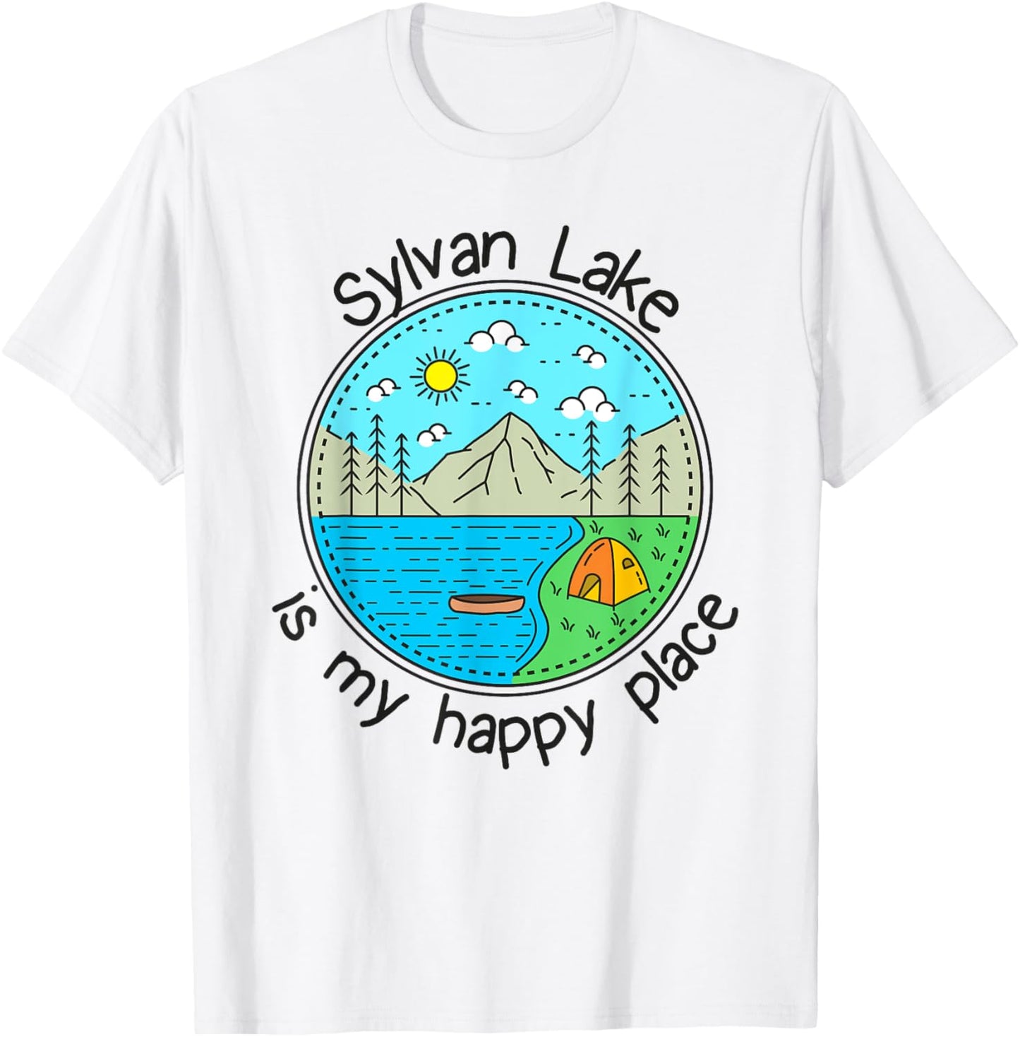 Fishing Boating Camping - My Happy Place Sylvan Lake Apparel | Google Shopping Optimized | Aesthetic Casual Look