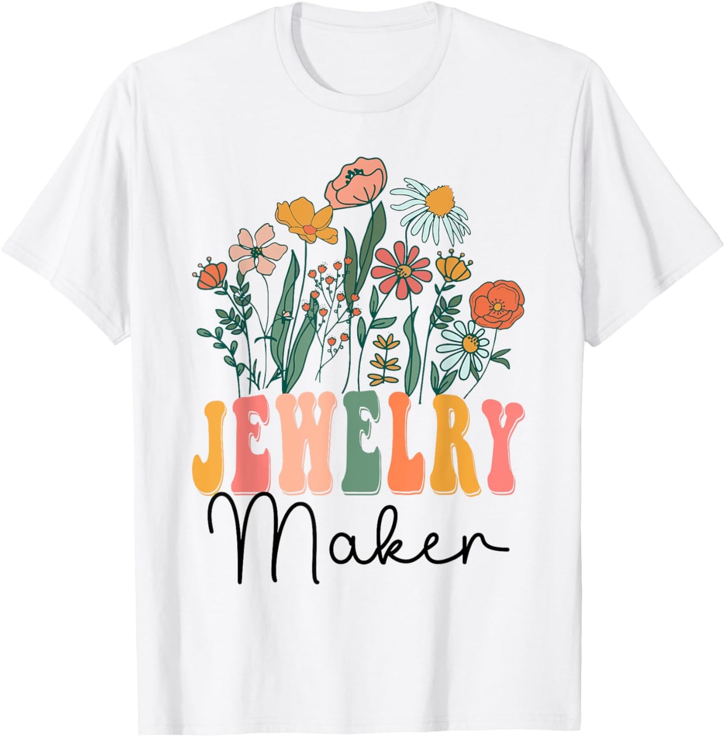 Retro Groovy floral Jewelry Maker Wildflower Tees For Women T-Shirt | High Search Volume | Must-Have Style