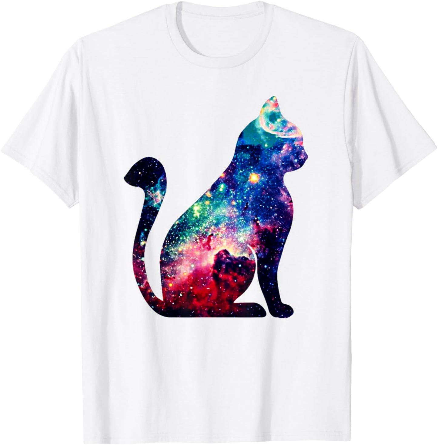 Beautiful Space Nebula Galaxy Cat Silhouette T-Shirt T-Shirt for Men Women Girls Kids T-Shirt | Premium Quality | Aesthetic Casual Look