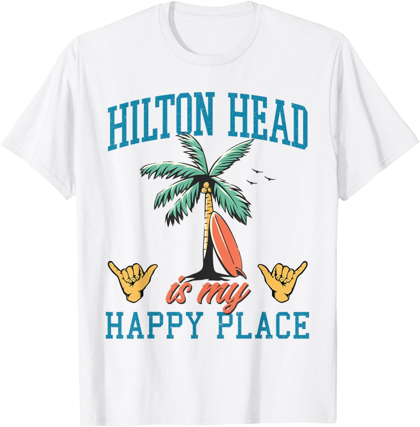 Hilton Head is My Happy Place Retro Beach Palm Trees Summer T-Shirt for Men Women Kids T-Shirt | High Search Volume | Aesthetic Casual Look