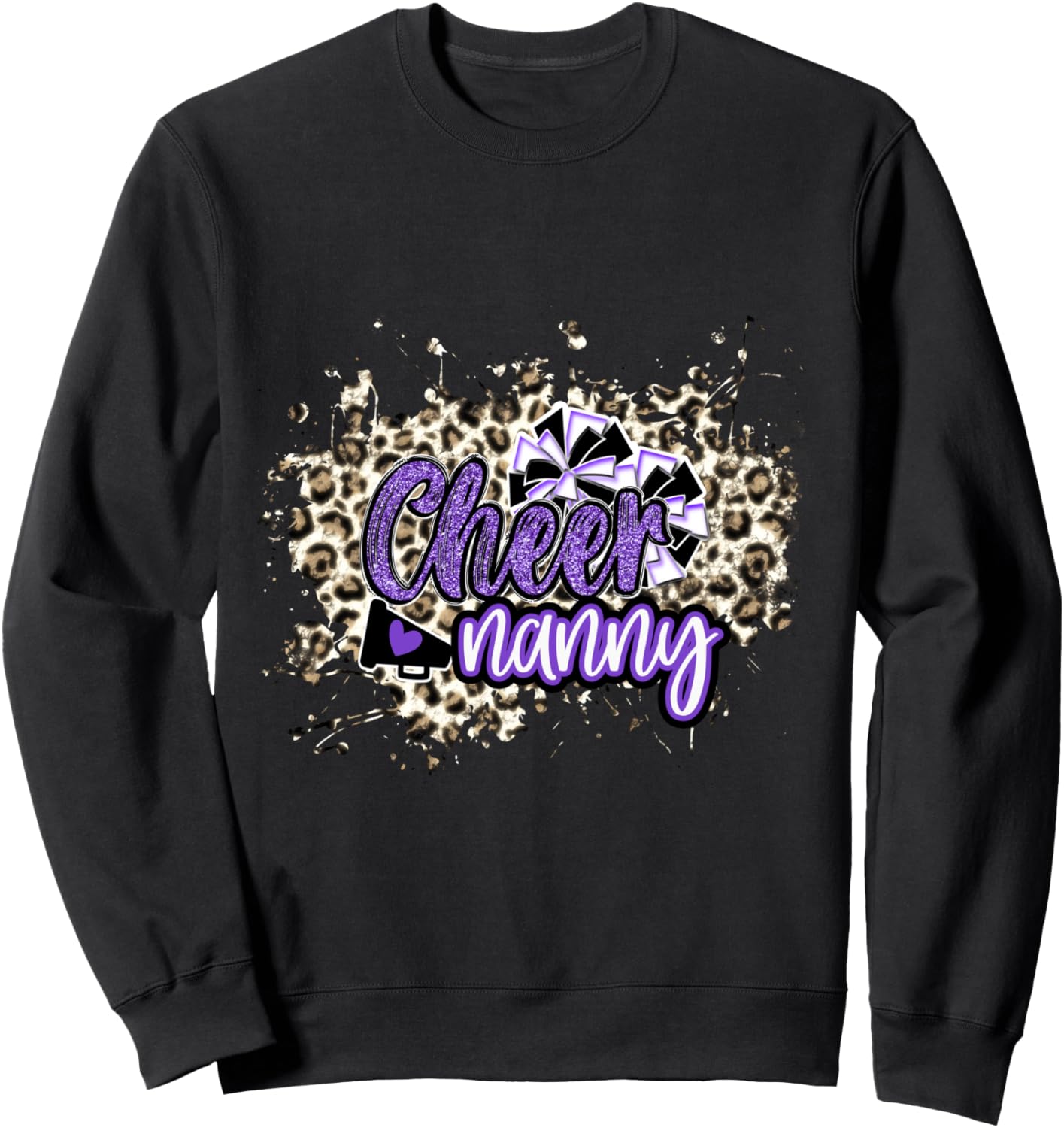 Cheer Nanny Shirt Megaphone Purple Leopard Cheetah Print Sweatshirt T Shirt Premium Print US Top Pick