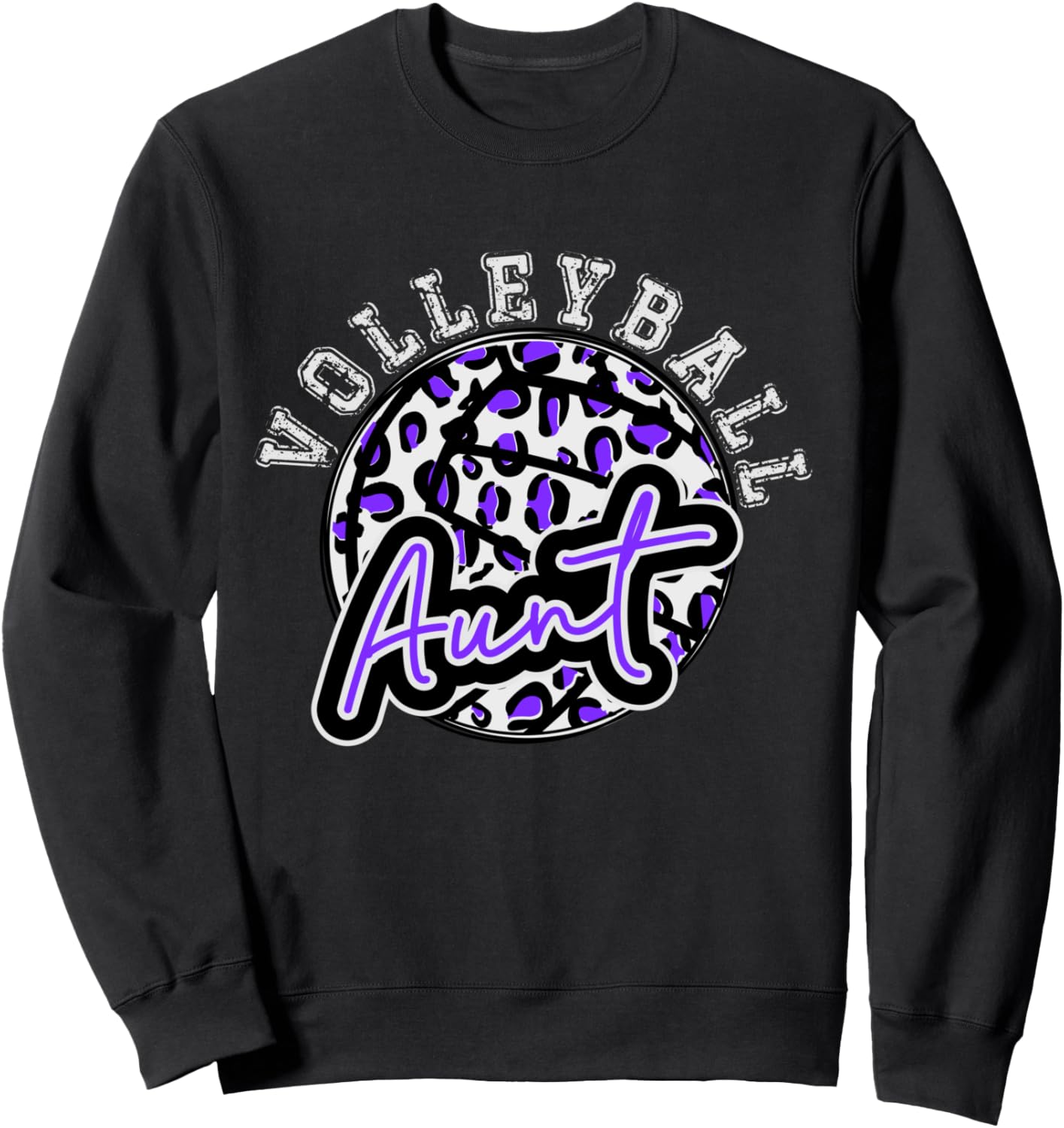Leopard Cheetah Volleyball Purple Aunt Shirt Womens Trendy Sweatshirt T Shirt Premium Print Gift Ready