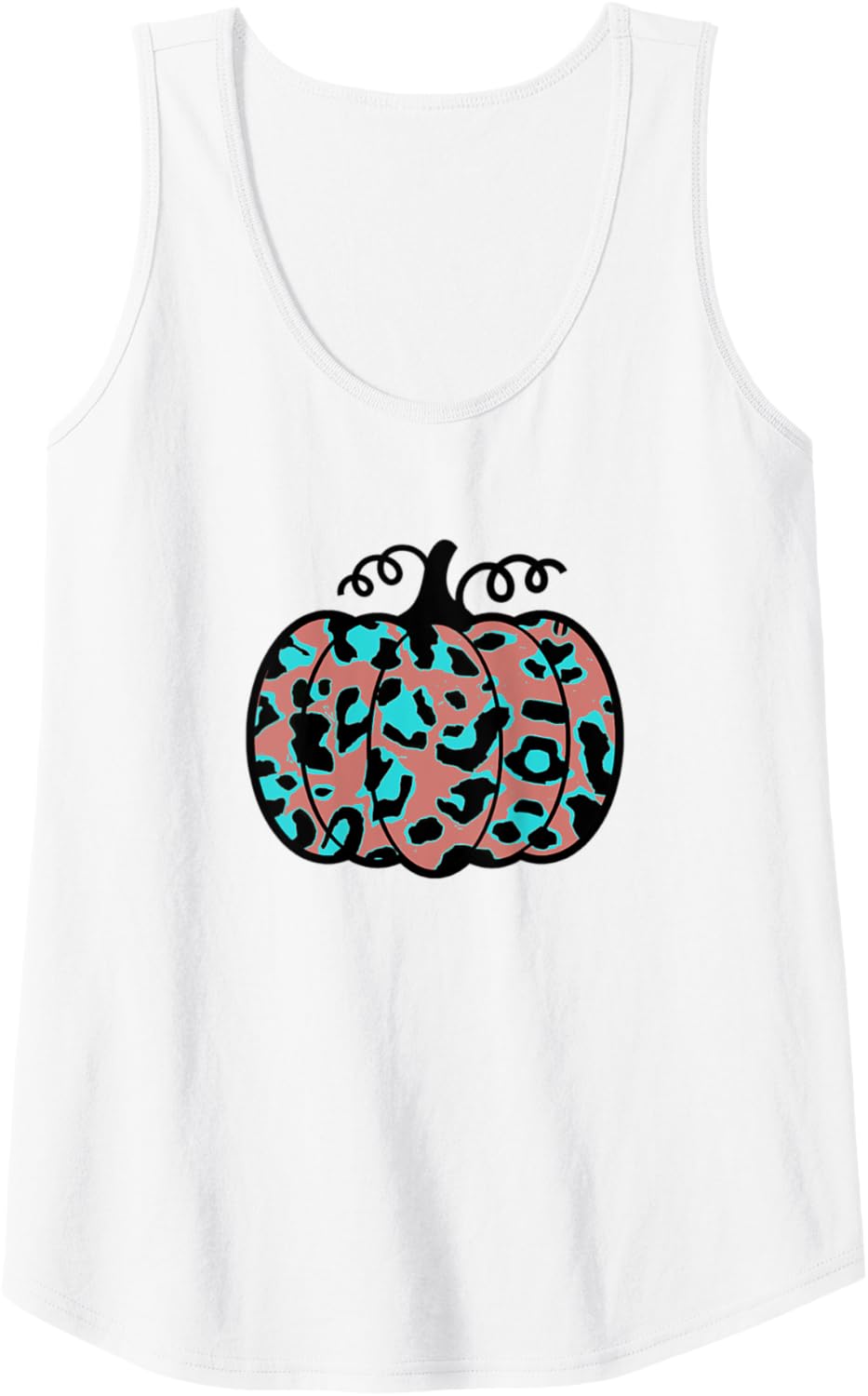 Womens Thanksgiving Fall Pumpkin Leopard Print Turquoise Halloween Tank Top Tank Top High Search Demand Fan Favorite