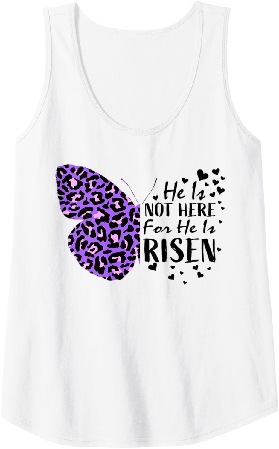 Womens Butterfly He Is Risen Easter Cheetah Print Christian Verse Tank Top Tank Top Viral TikTok Find Everyday Wear