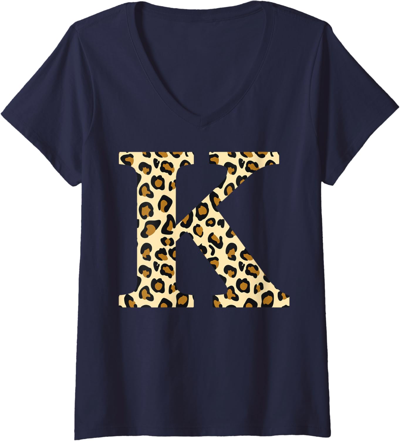 Womens monogram name initial letter K cheetah skin print pattern V Neck Apparel Premium Print Hot Right Now