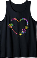 Dog Paw Print Heart Leopard Skin Rainbow Tie Dye Dog Lover Tank Top Tank Top Comfort Fit Best Seller Look