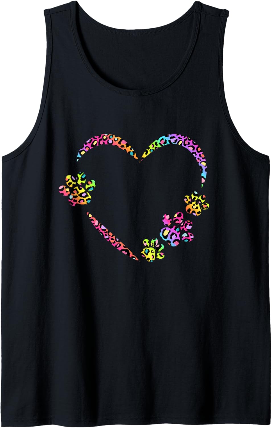 Dog Paw Print Heart Leopard Skin Rainbow Tie Dye Dog Lover Tank Top Tank Top Comfort Fit Best Seller Look