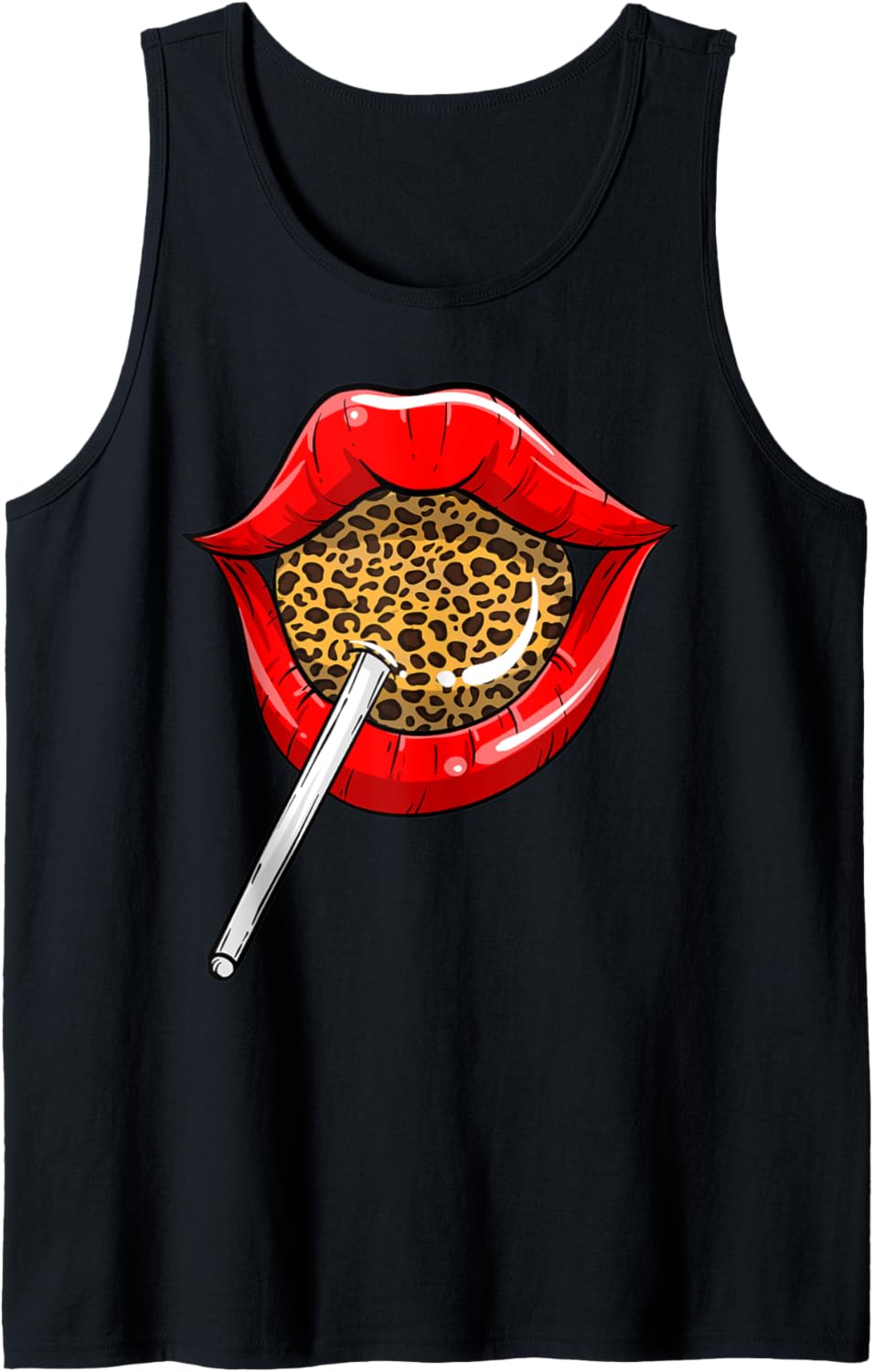 Funny Red Lip Leopard Print Gift Cheetah Lolly Men Women Tank Top Tank Top High Search Demand Best Seller Look