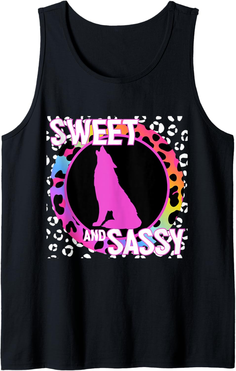 Howling Wolf 90s Nostalgia Rainbow Leopard Print Tropical Tank Top Tank Top High Search Demand US Top Pick