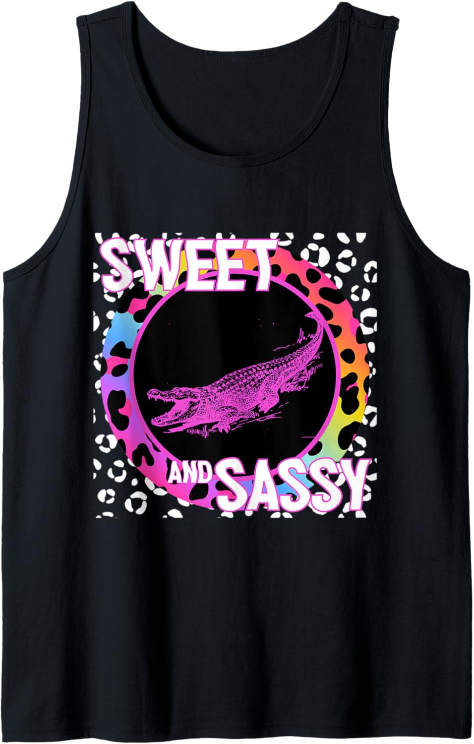 Cute Alligator 90s Nostalgia Rainbow Leopard Print Tropical Tank Top Tank Top High Search Demand Everyday Wear