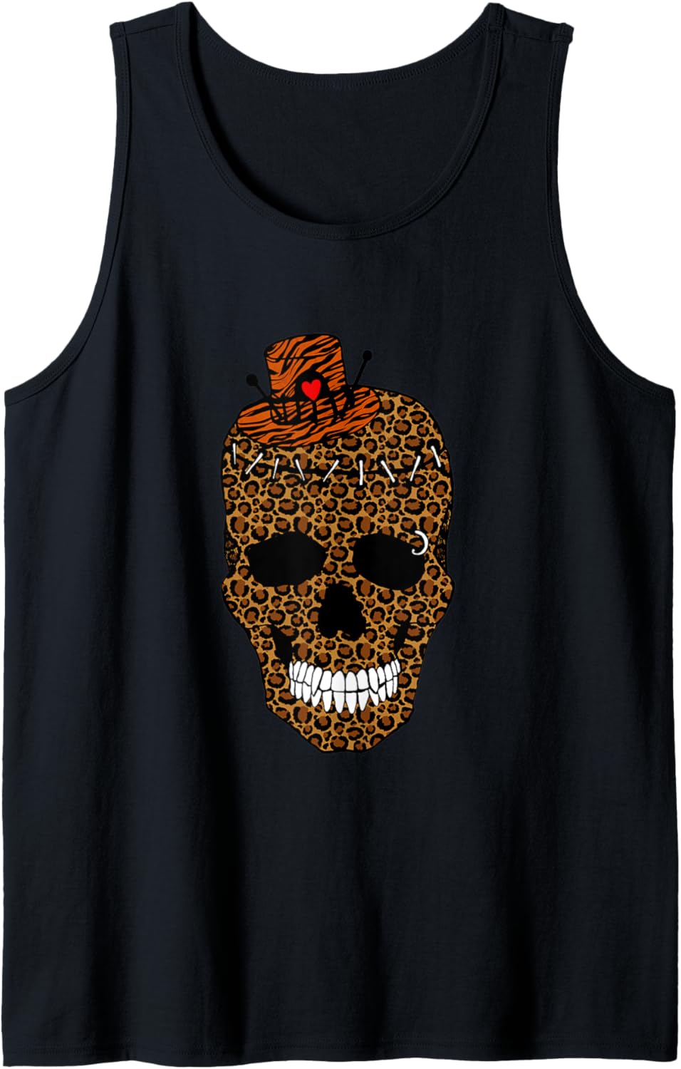 Leopard Print Skull With Tiger Pattern Hat Fall Autumn Tank Top Tank Top Comfort Fit Best Seller Look