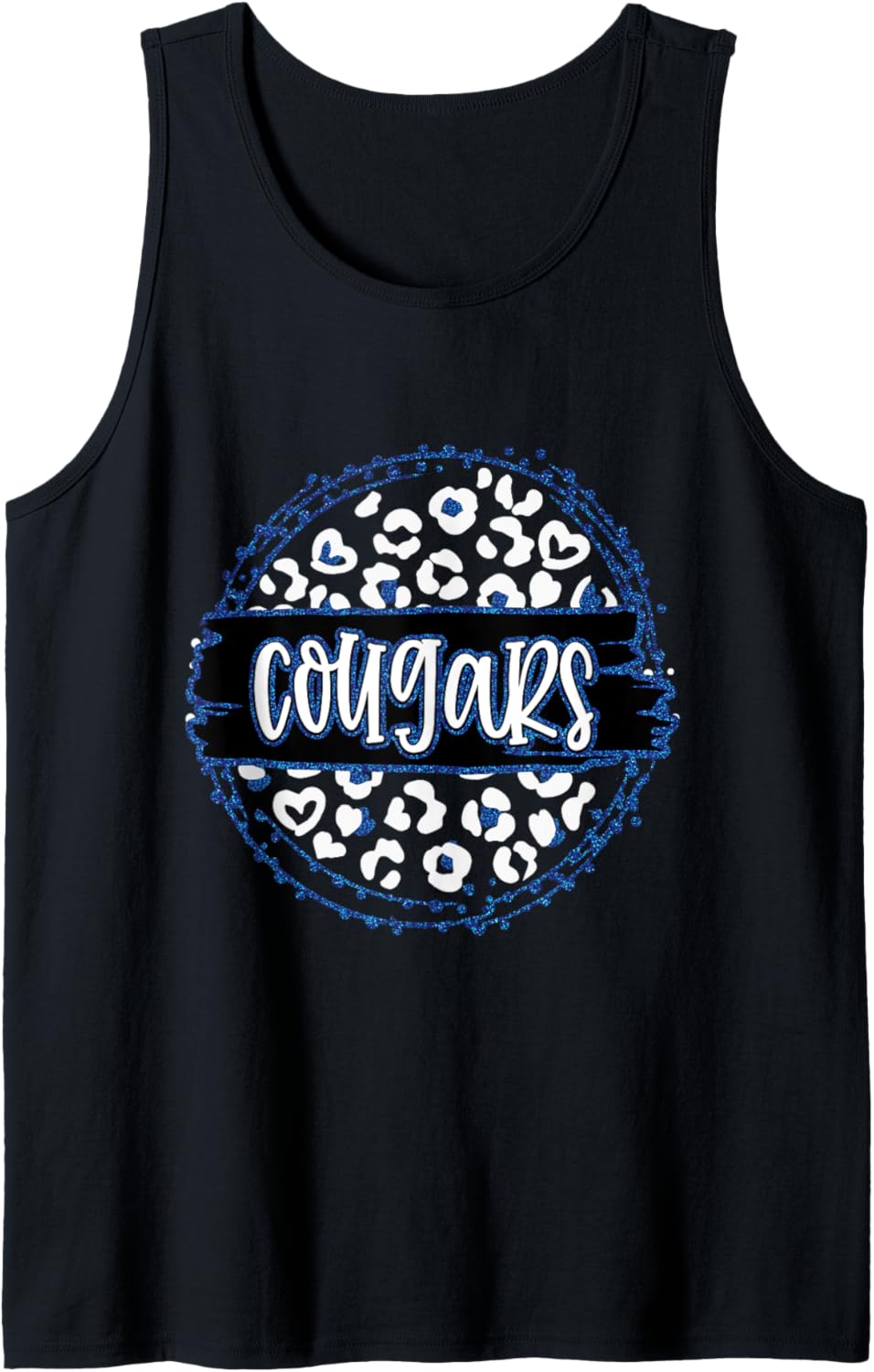 Cougars Blue Cheetah Leopard School Sports Fan Team Spirit Tank Top Tank Top Comfort Fit Everyday Wear
