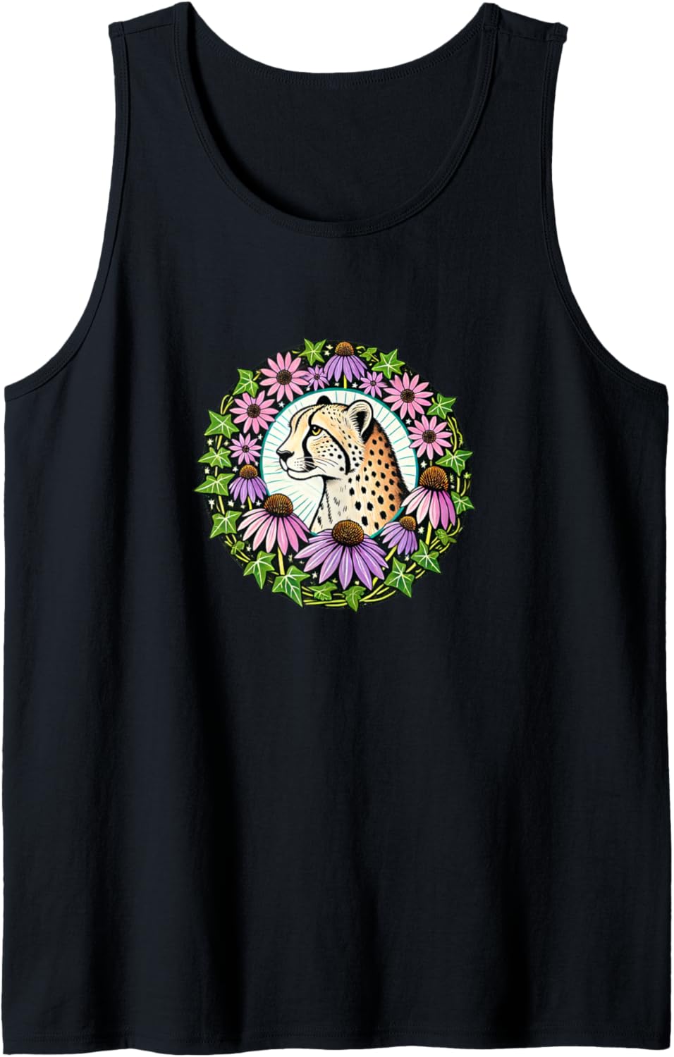 Cheetah Illustration Floral Cheetahs Art Tank Top Tank Top Comfort Fit Everyday Wear