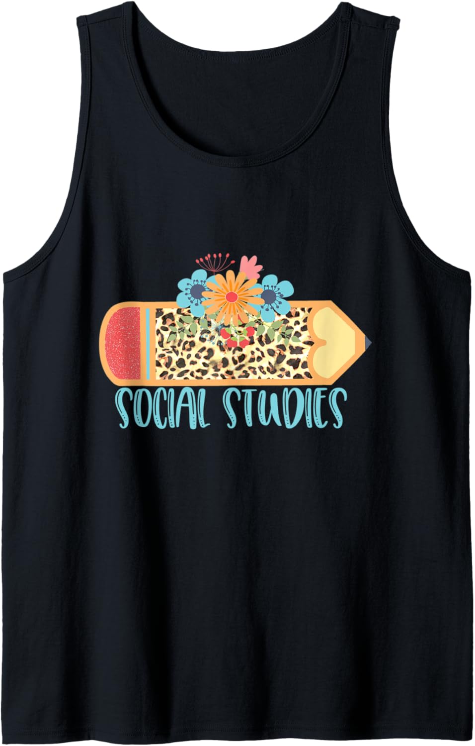 SOCIAL STUDIES TEACHER Cute Pencil Leopard Cheetah Print Tank Top Tank Top Trending US Best Seller Look