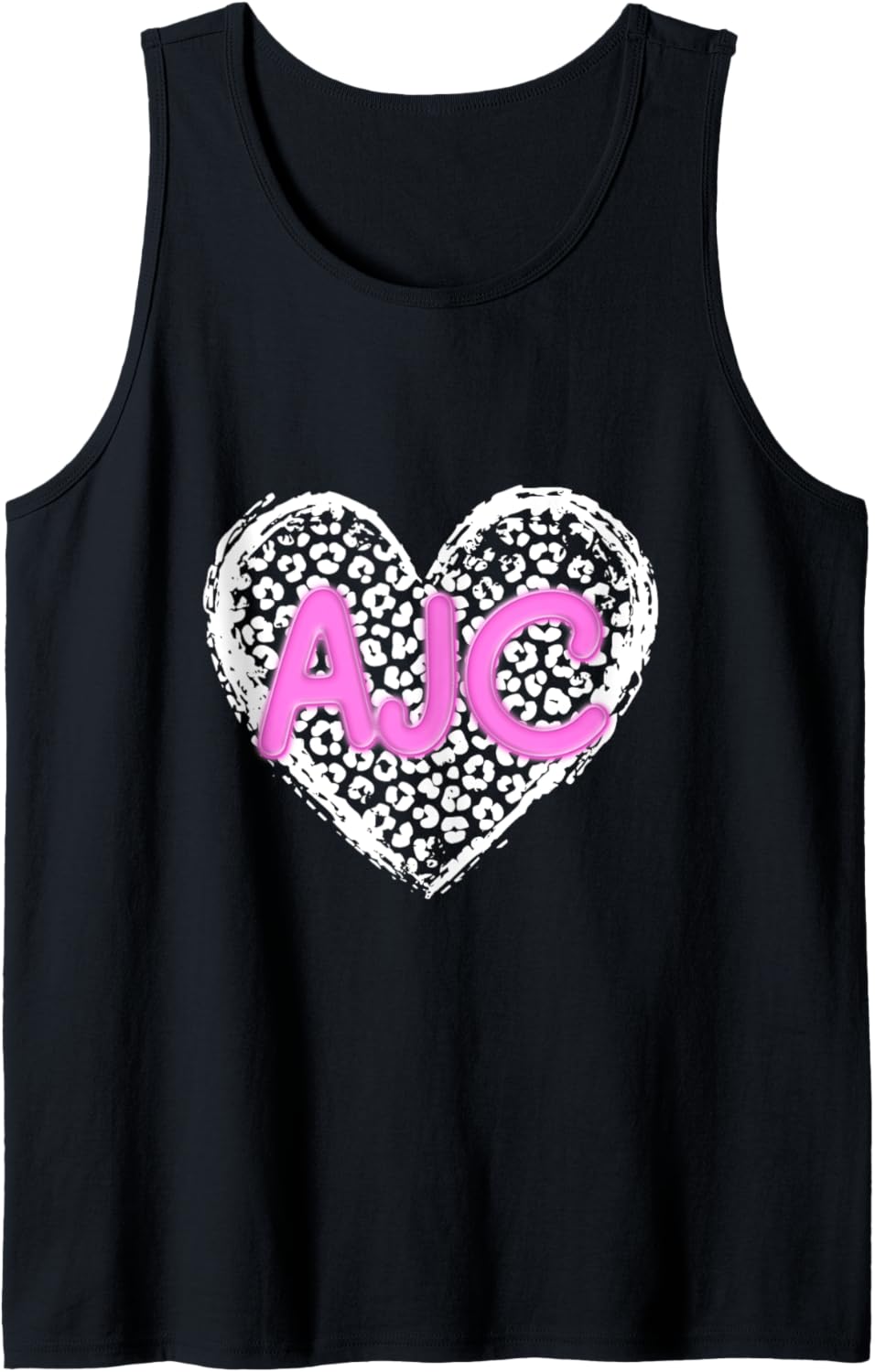 AJC Pink Initials Leopard Cheetah Heart Trendy Tank Top Tank Top Streetwear Style Fan Favorite