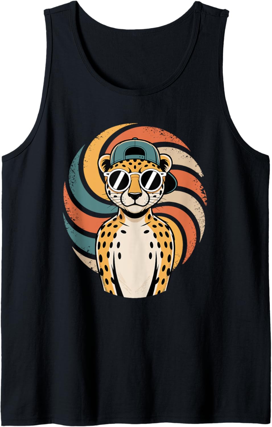 Retro Swirl Cheetah Sunglasses Cheetahs Tank Top Tank Top Trending US Hot Right Now
