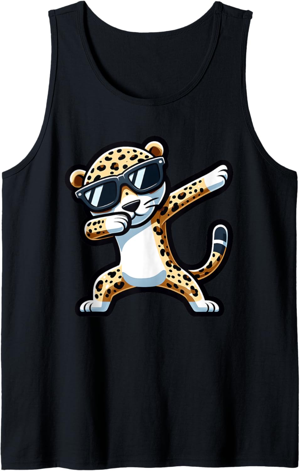 Dabbing Leopard Cheetah Sunglasses Teens Kids Birthday Party Tank Top Tank Top Premium Print US Top Pick