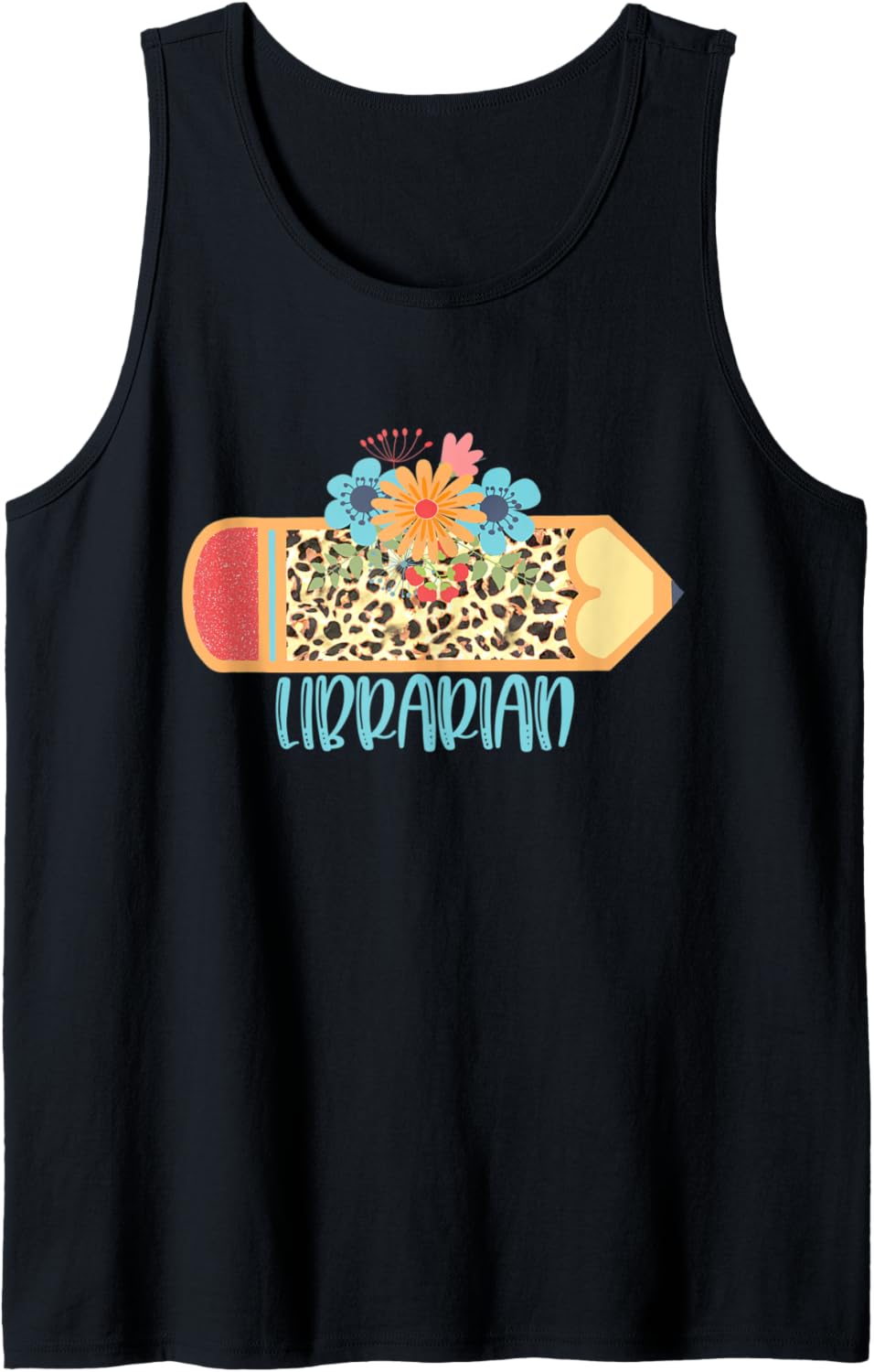 LIBRARIAN Pencil Leopard Cheetah Print Teacher Tank Top Tank Top Viral TikTok Find Everyday Wear