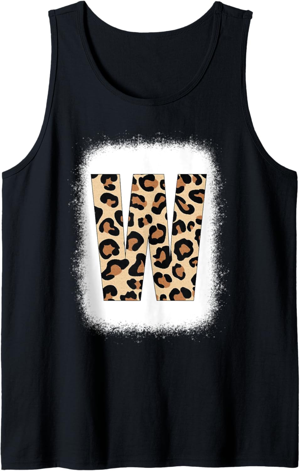 Cheetah Print Letter W Initial Letter W Leopard Bleached Tank Top Tank Top Streetwear Style Hot Right Now