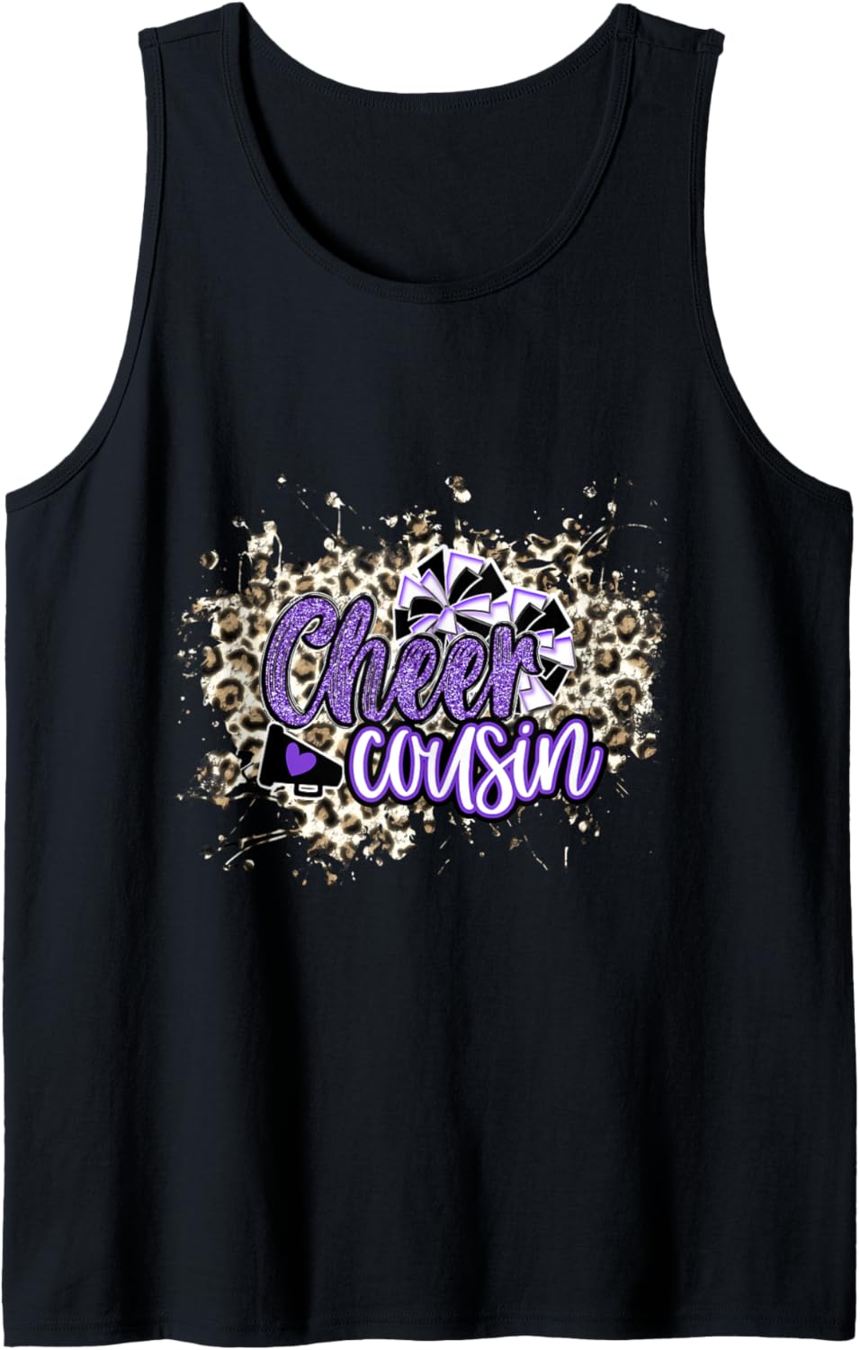 Cheer Cousin Shirt Megaphone Purple Leopard Cheetah Print Tank Top Tank Top Streetwear Style Fan Favorite