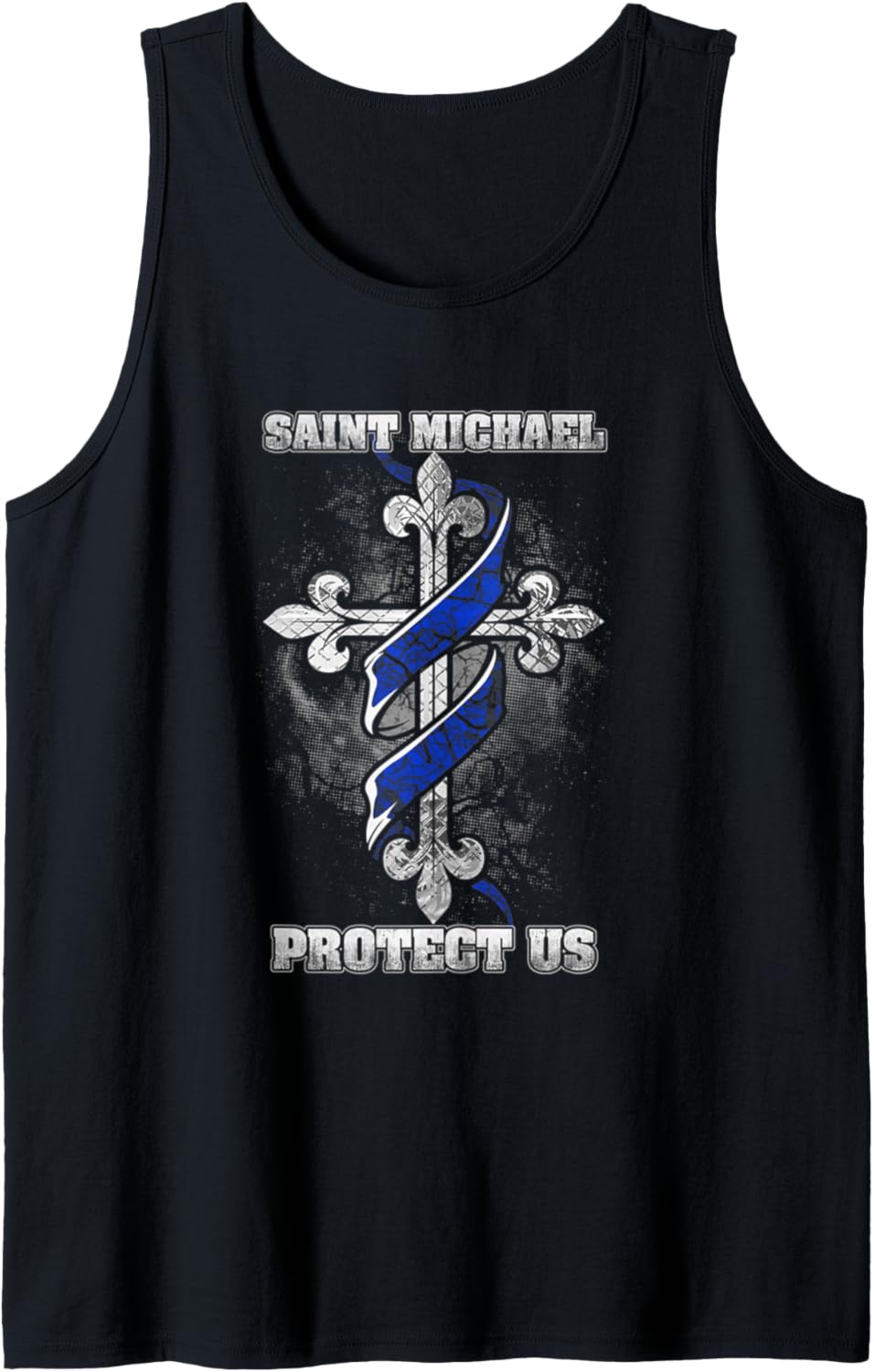 Thin Blue Line St. Michael Protect Us T-shirt Tank Top Tank Top | Viral Streetwear Style