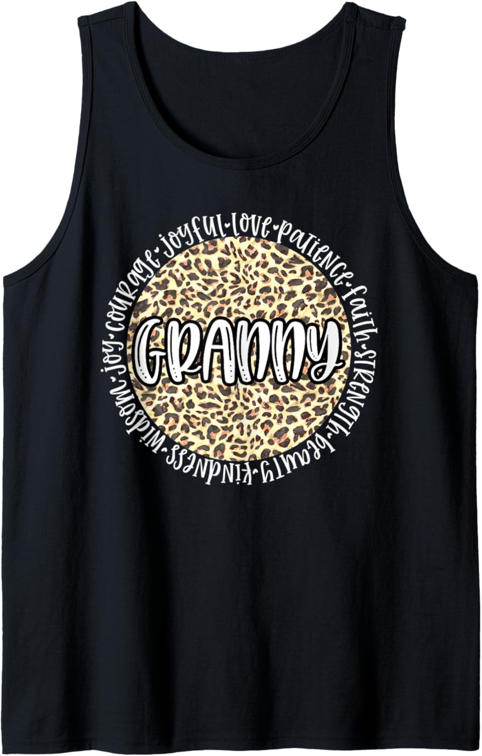 GRANNY Cheetah Leopard Print Circle Love Patience Black Tank Top Tank Top High Search Demand Gift Ready