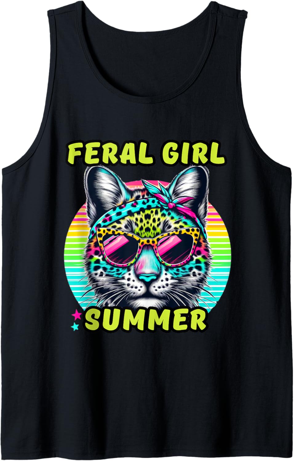 Feral Girl Summer Cheetah Cat Cool Retro Women Girls Tank Top Tank Top Viral TikTok Find Gift Ready