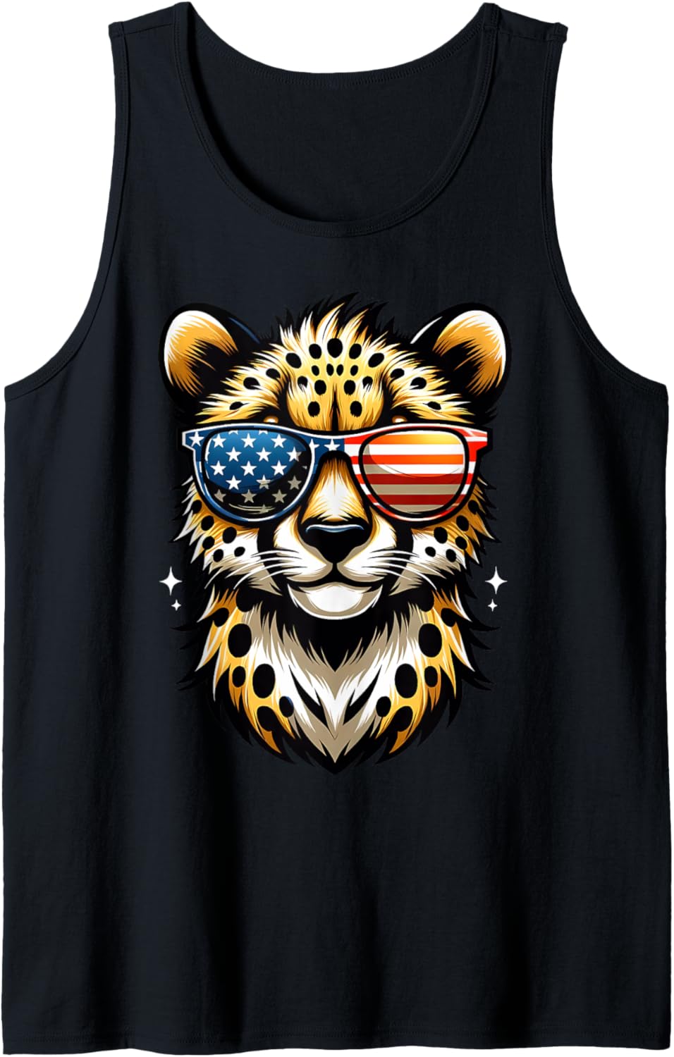 Patriotic USA Cheetah American Flag Sunglasses Funny Animal Tank Top Tank Top Trending US Gift Ready