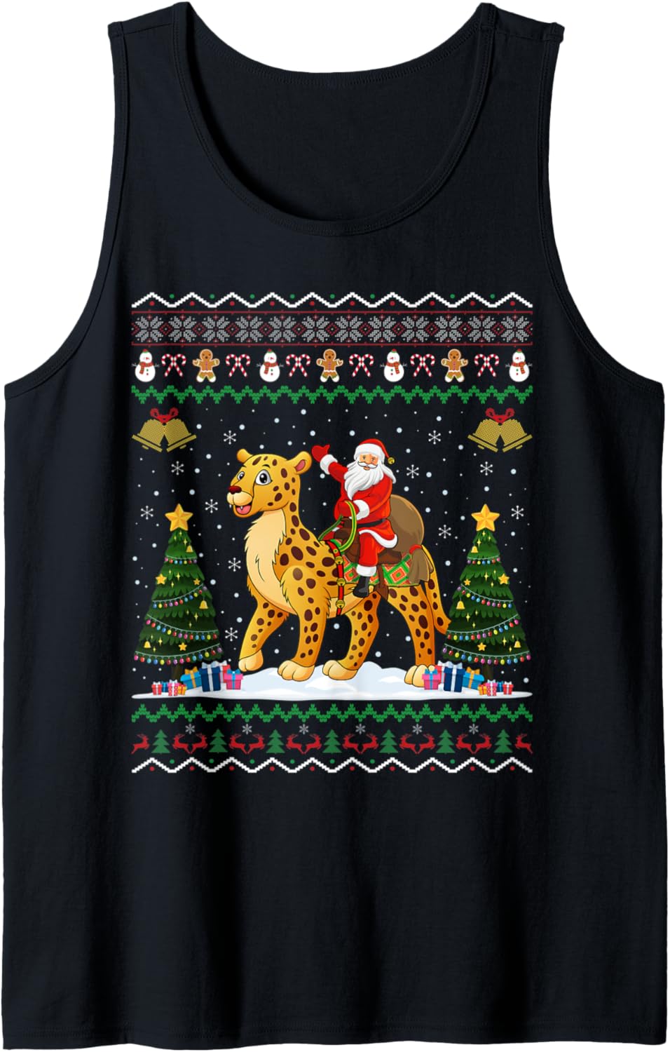 Cheetah Ugly Xmas Gift Santa Riding Cheetah Christmas Tank Top Tank Top Premium Print US Top Pick