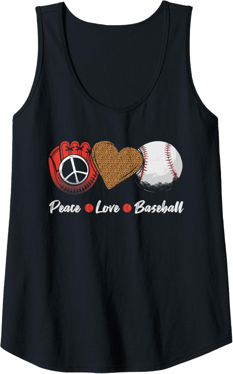 Womens Peace Love Baseball Mom Leopard Print And Cheetah Pattern Tank Top Tank Top Premium Print Hot Right Now