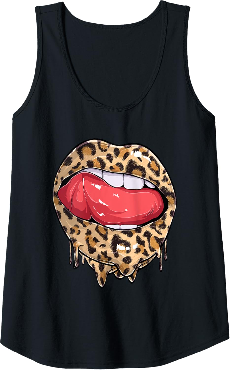 Womens Dripping Lips Kiss Leopard Cheetah Print Funny Tank Top Tank Top Premium Print Gift Ready