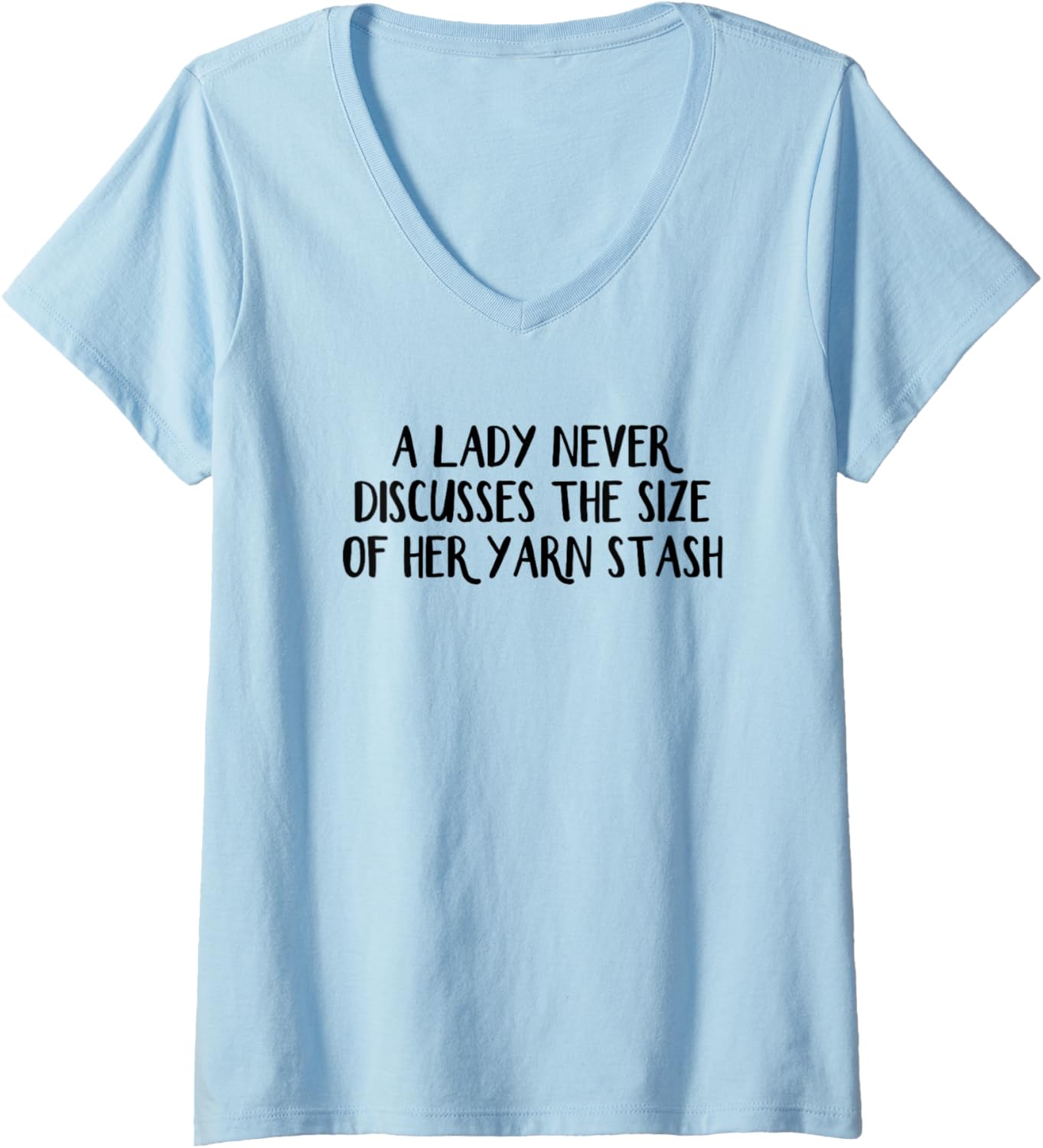 Womens A Lady Never Discusses The Size of Her Yarn Stash V-Neck Yarn Supply | Trending 2025 | High CTR Title