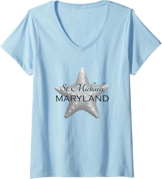 St. Michaels Maryland Beach Ocean V-Neck Apparel | US Best Seller