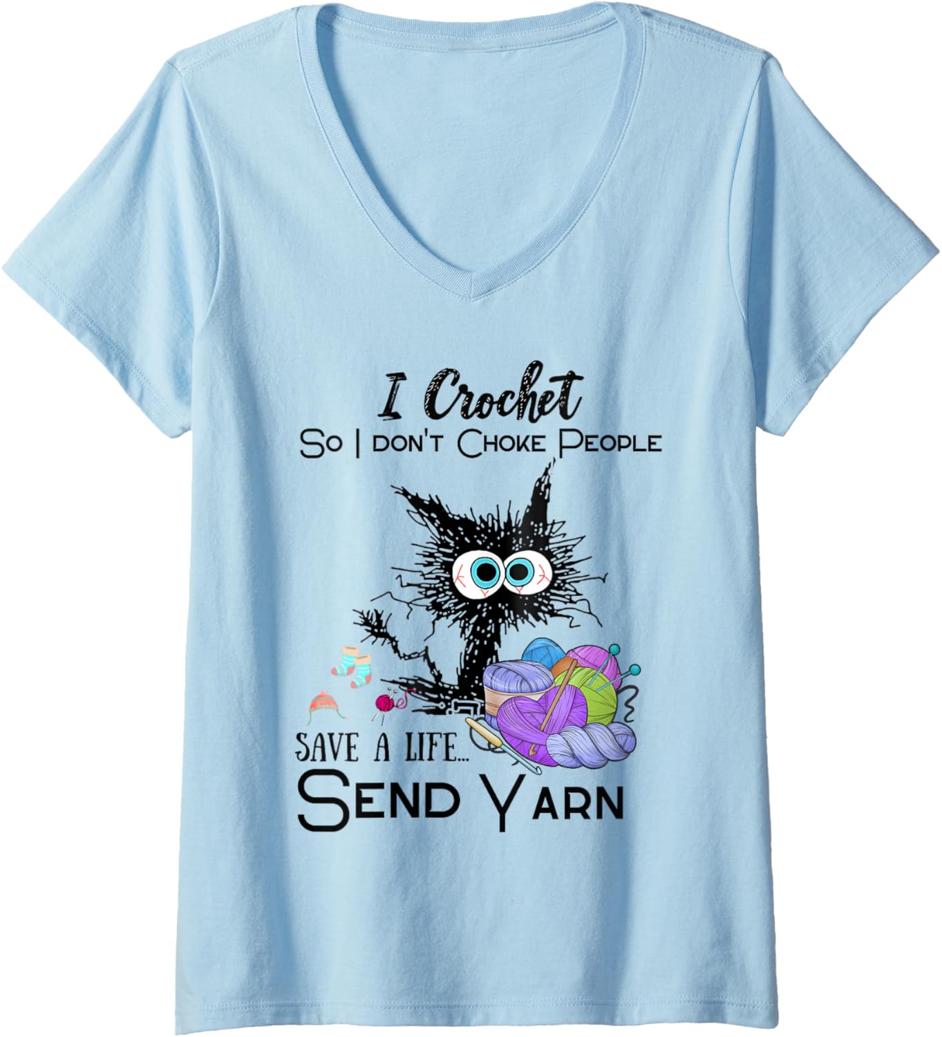 Womens Crochet Save a Life Yarn Funny Design for Crafters V-Neck Yarn Supply | Top Rated | Customer Favorite