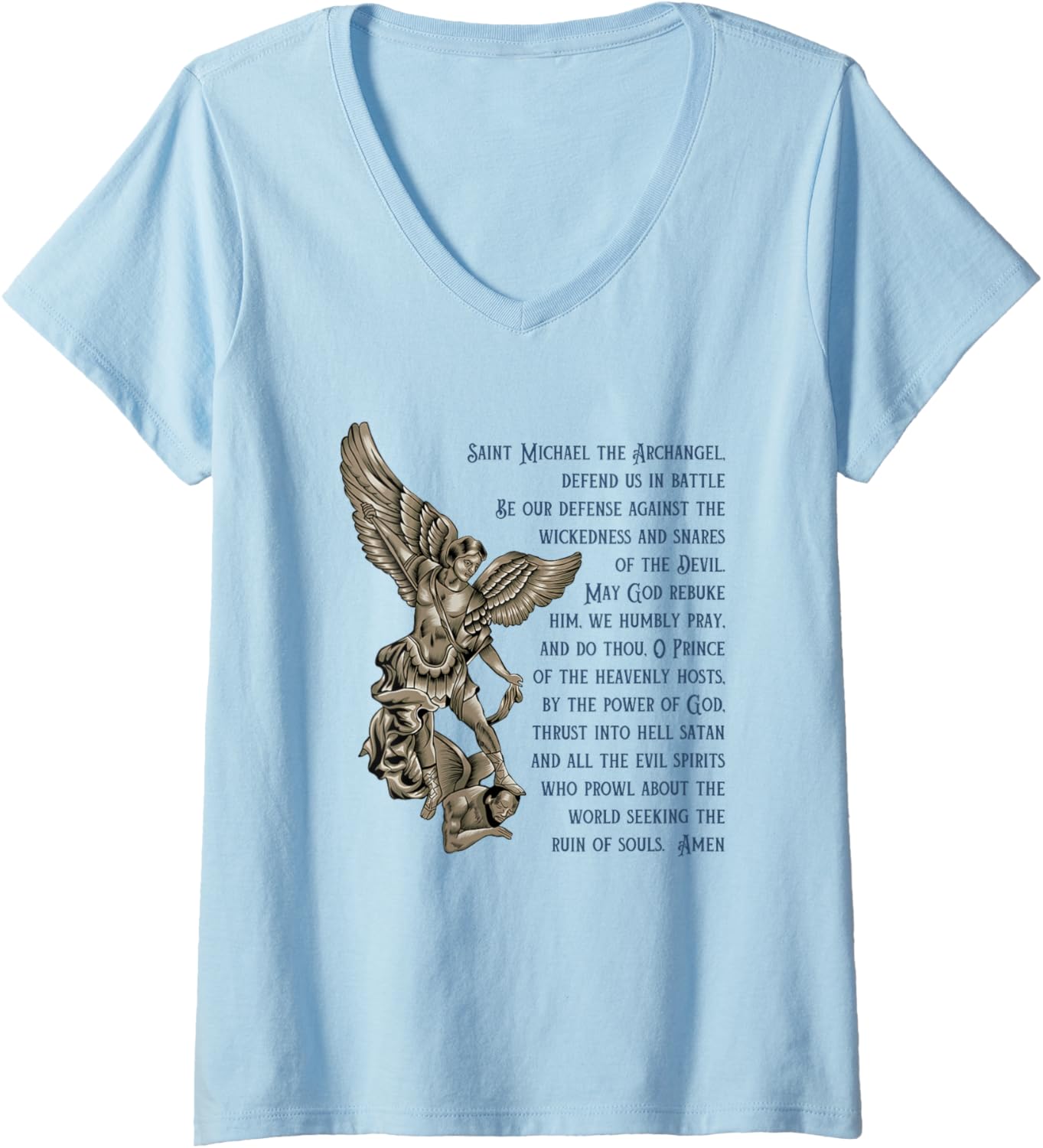 Womens Saint Michael Prayer V-Neck Apparel | US Best Seller