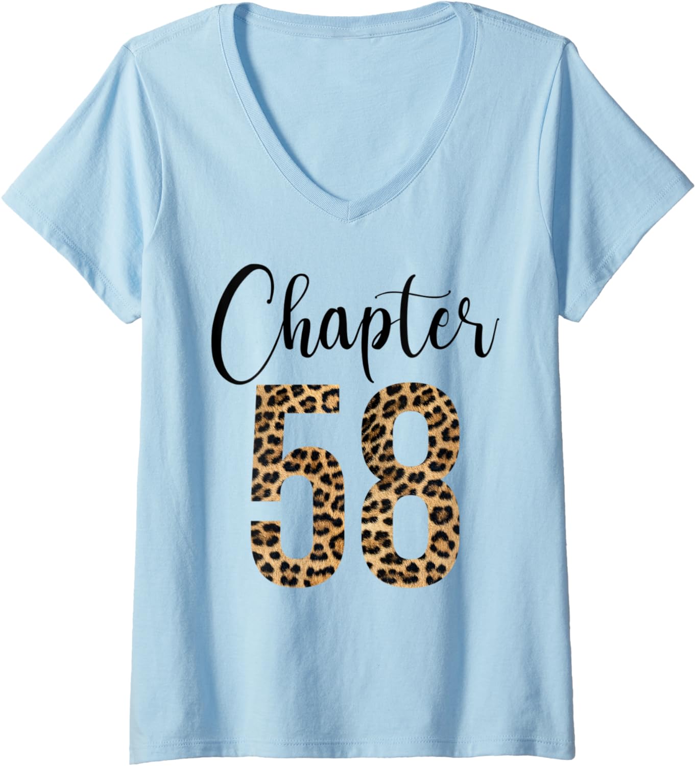Womens 58 Year Birthday Party Leopard Print 58th Birthday Crew V Neck Apparel Comfort Fit Gift Ready
