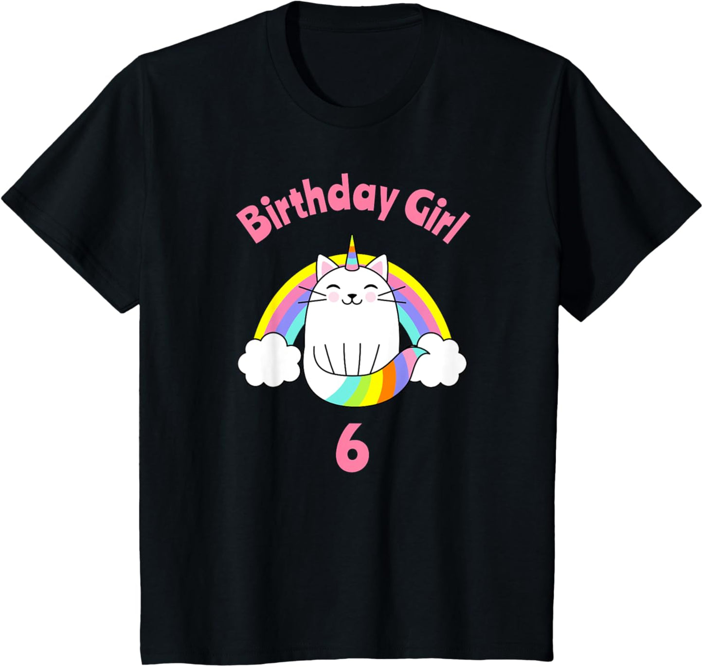 Kids 6th Birthday Shirt Girl Caticorn Sixth Cat Six Outfit T-Shirt | Google Shopping Optimized | Customer Favorite