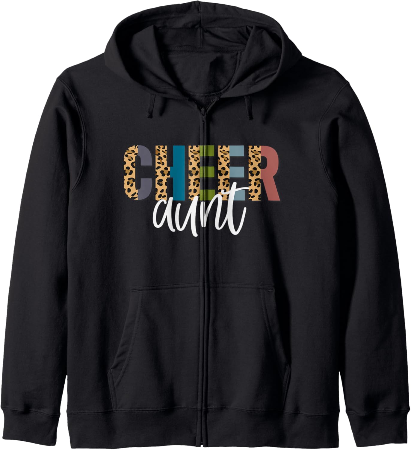 Cheer AUNT Leopard Cheetah Print Retro Trendy Cute Zip Hoodie Hoodie High Search Demand Fan Favorite