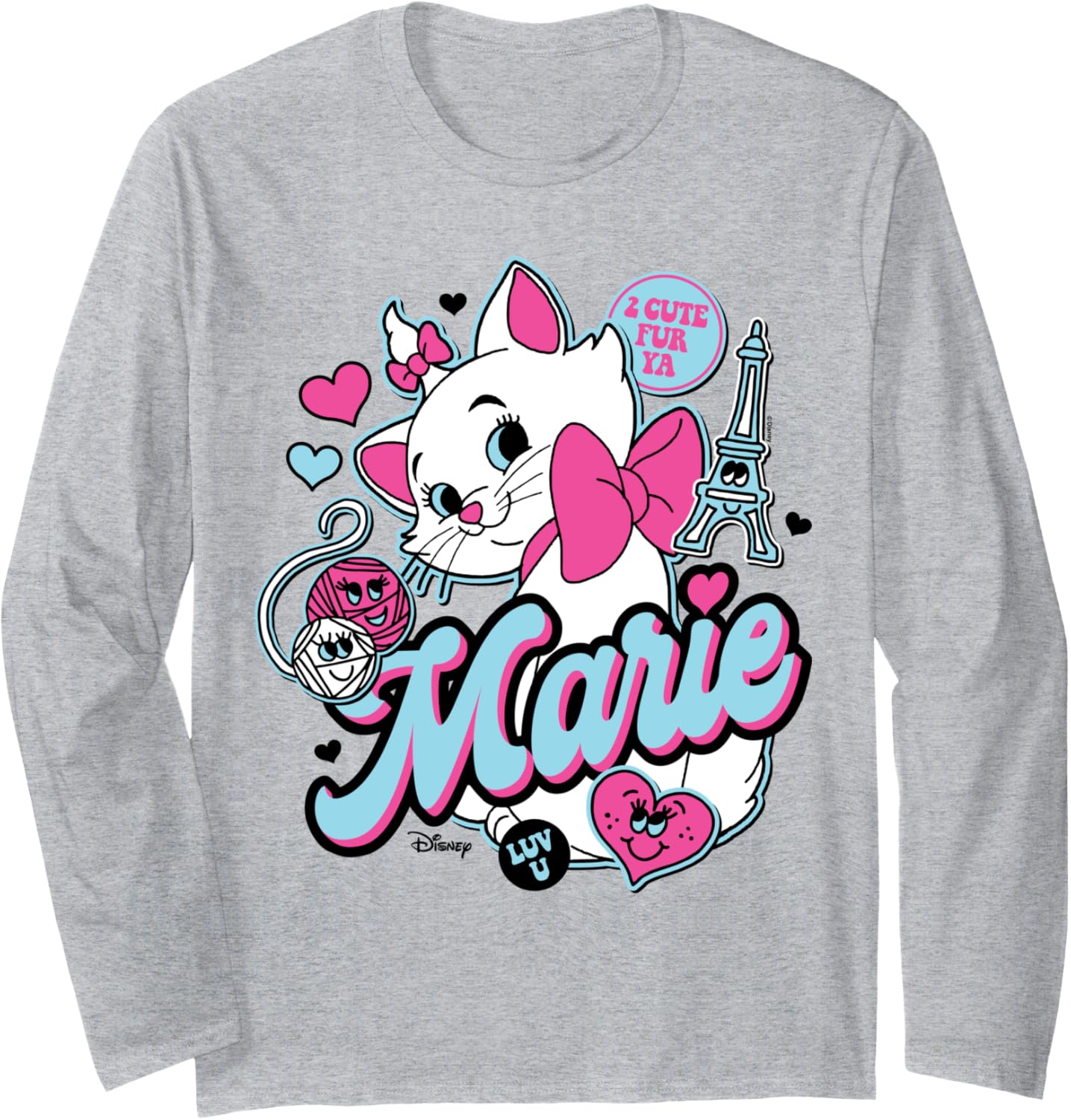 Disney The Arstocrats - Marie Paris Eifel Tower Hearts Yarn Long Sleeve Yarn Supply | Trending 2025 | Best Seller Choice