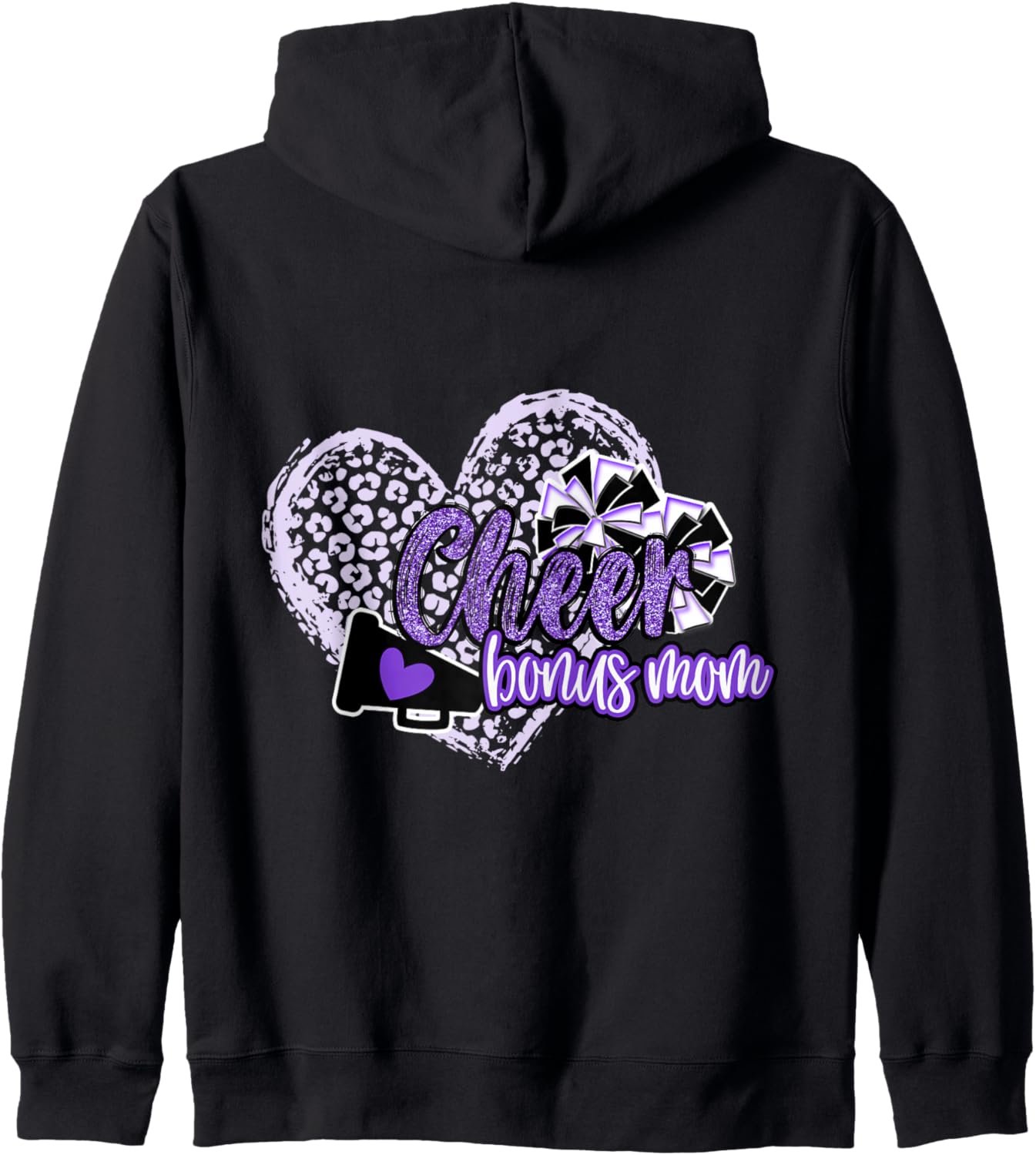 Cheer Bonus Mom Shirt Megaphone Purple Leopard Cheetah Print Zip Hoodie Hoodie High Search Demand Best Seller Look