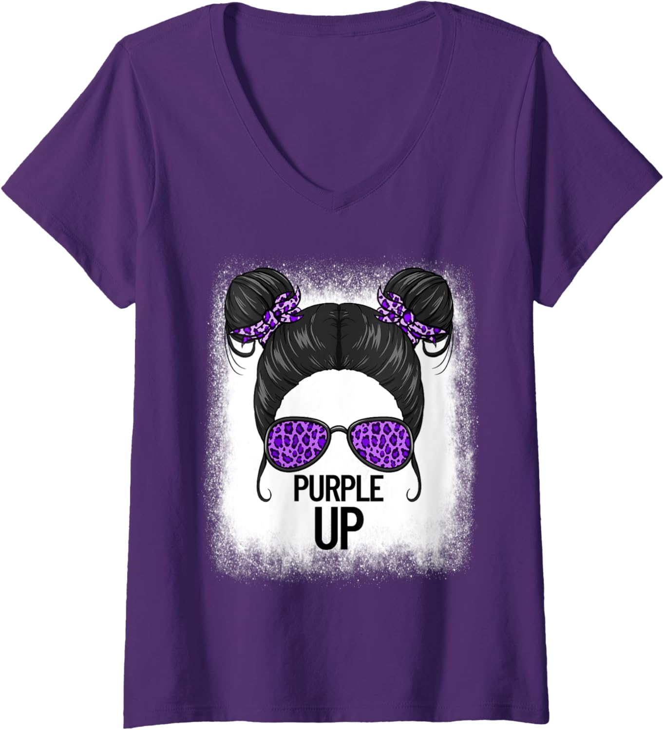 Womens Purple Up Cheetah Print Military Child Month Girls Purple Up V Neck Apparel Comfort Fit Best Seller Look